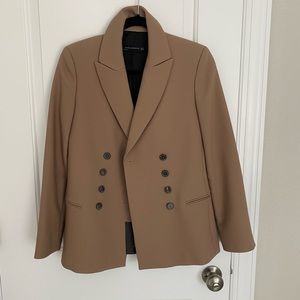 Zara double breasted blazer in Camel brown size XS NWT